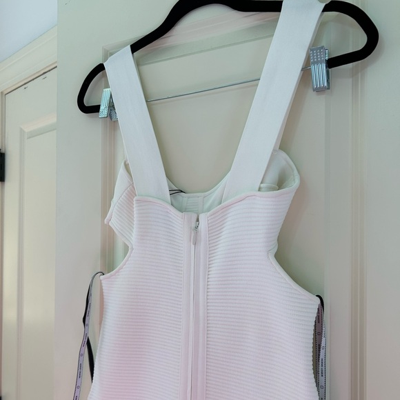 NWT Herve Leger Ottomon Bustier Alabaster Rib Knit Cutout Dress - Picture 7 of 15